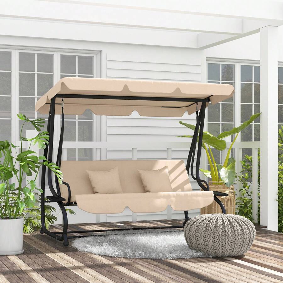 Outsunny Patio Lounge Chair & Swing Chair - 咖啡棕 - 查看 1