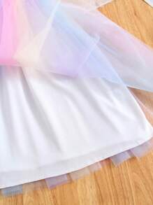 1 szt. Młoda dziewczyna śliczna elegancka księżniczka czapka rękaw 3D motyl dekoracja tęczowy tiul tutu sukienka na imprezę letnie wakacje