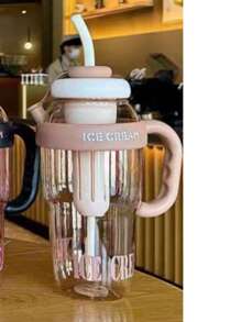 1350ml Large Capacity Silicone Straw Water Bottle With Portable Filter ICE CUP - Rust Brown - View 2