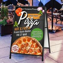 24 X 36 Inch A Frame Sign Double-Sided Folding Sandwich Board Heavy Duty Slide-In Sidewalk Signboard For Outdoor Street Advertising Poster(Frame Only,No White Board) - 黑色-1PACK雙面 - 查看 3