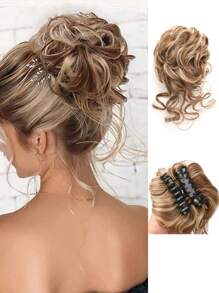 Pièce de chignon désordonné, chouchou, extension de cheveux pour chignon ébouriffé, queue de cheval bouclée et ondulée, chignon synthétique pour femmes et filles, mariage