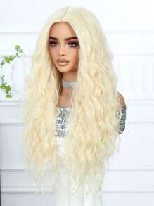 High Quality Fluffy Women's Wig Gold 28 "Mid-Length Curly Wig Synthetic Heat Resistant Fiber Perfect For Holiday Travel Family Party Cosplay Everyday Wear