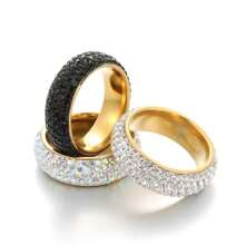 1 Stück 5-reihiger geschwungener Ring aus Titan-Stahl mit Strass, modischer vielseitiger Partnerring, koreanischer Stil, europäisch-amerikanisch beliebt, 5-reihiger gewölbter Strass-Ring, Titan-Stahl-Keramik-Strass-Rundbögen Eheringe, Unisex für den täglichen Gebrauch