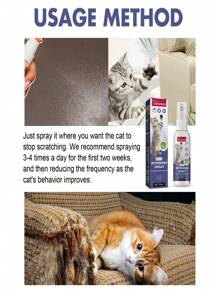 1 pieza/50ml Spray antirayado para mascotas, spray repelente para establecer área restringida para evitar que gatos/perros raspen muebles, sofás