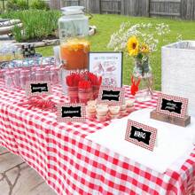 Red Gingham Picnic Party Decoration Supplies 4 X 6 Inch Italian Themed Party Chalkboard Tent Cards Double Sided Mini Blackboard Labels For Picnic BBQ Ba By Shower Wedding Table Number Food Place