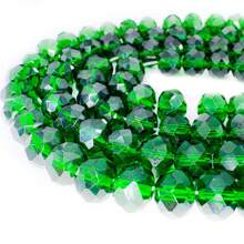 4/6/8 mm Perles plates facettées en cristal d'Autriche vert foncé pour la réalisation de boucles d'oreilles, bracelets, colliers, artisanat de fabrication de bijoux - Vert - Voir 7