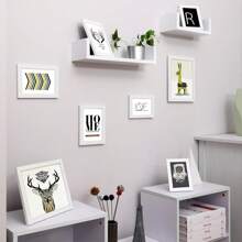 10-Piece Picture Frame Set, Can Hold 2 Photos 20 X 25 Cm, 4 Photos 13 X 18 Cm, 4 Photos 10 X 15 Cm, Suitable For Displaying On The Desk And Hanging On The Wall, Thick Canvas Stand In Artistic Style, DIY Picture Frame For Oil Painting And As Wall Decoration, Suitable For Decoration Of Home, Living Room, Office, Exquisite Bathroom, Party Gift, Couple, Festival, Wedding Decoration - 白色 - 查看 7