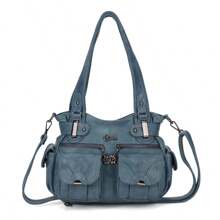 Large Shoulder Bags For Women, Crossbody Bags, Waterproof PU Leather Messenger Bags For Shopping, Party, School, Travel, Crossbody Hobo Bags - 灰藍色 - 查看 1