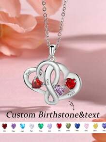 1pc S925 Personalized Necklace, Customized Birthstone ,Silver Love Necklace Flashing And Dazzling Gifts Can Customize The Name Perfect Jewelry Gift Mother's Day Gift