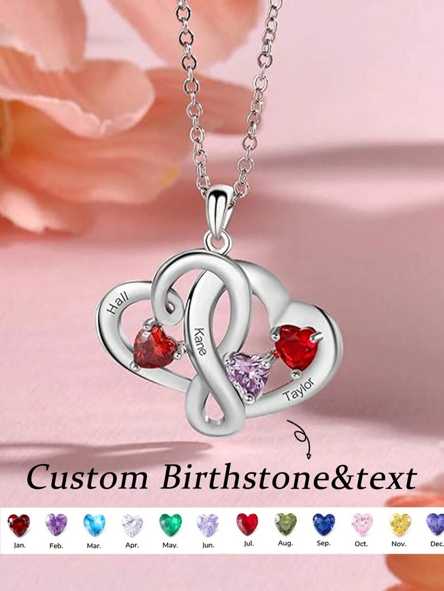 1pc S925 Personalized Necklace, Customized Birthstone ,Silver Love Necklace Flashing And Dazzling Gifts Can Customize The Name Perfect Jewelry Gift Mother's Day Gift