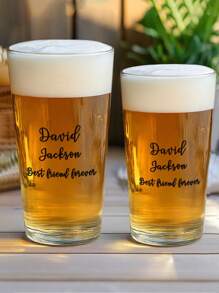 1pc Personalized Beer Glass - Custom Name & Text Engraved 16oz/22oz (473ml/650ml) Transparent Pint Glass - Unique Gift For Beer Lovers, Dad, Husband - Birthday, Father's Day, Oktoberfest Party Cup World's Best Beer Dad Glass Funny Gift For Boyfriend, Men, Brewery Fans - Anniversary, Christmas, St. Patrick's Day Drinking Cup Lead-Free Personalized Glass - Custom Pint Cup