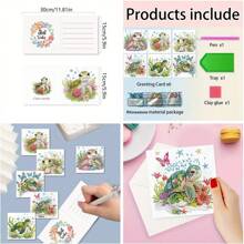 6pcs/Set DIY Diamond Painting Greeting Cards Kit - Elephant, Sea Turtle, Giraffe, Bear - Round & Speial Shaped Diamond Art Cards On Paper - Animal Themed Craft For Expressing Love & Sentiment - Multicolor - View 6