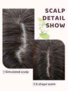 1 Synthetic Heat-Resistant Wavy Wig, Multicolor, 28 Inches Long, Made Of Fiber With Bangs At The Center, Suitable For Daily Use, Natural And Realistic Fake Wig (Excluding Accessories). - Multicolor - View 6