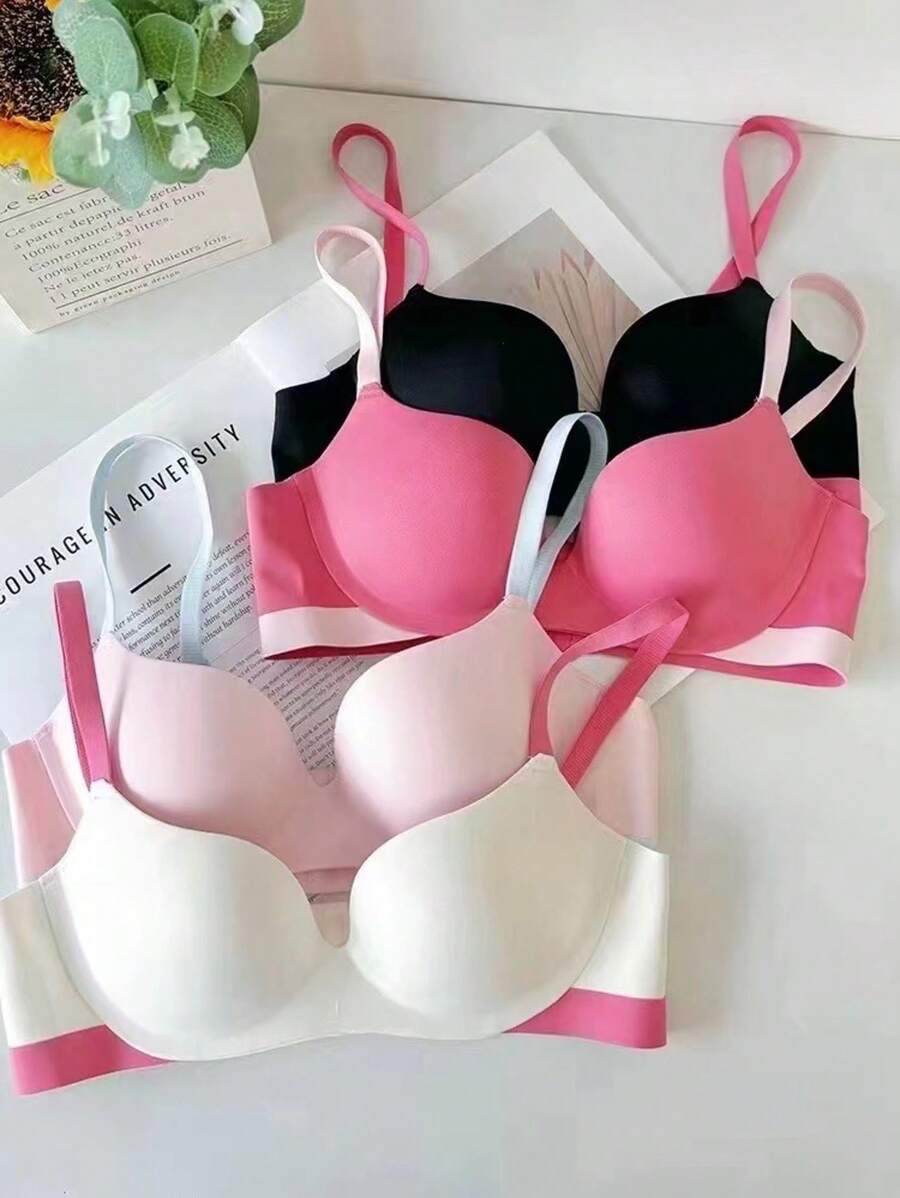 Sutiã sem costura para meninas adolescentes, 4 peças, roupa íntima simples e confortável para meninas de 12 a 15 anos