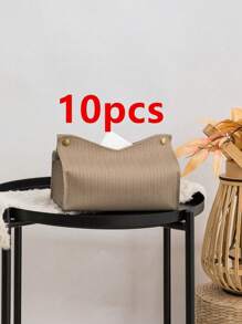 1 buc/2 buc/5 buc/10 buc Cutie pentru prosoape de hârtie cu model în relief, țesute cu spic de grâu alb, din piele PU, în formă de V, impermeabilă, pentru birou, geantă verticală de depozitare pentru prosoape de hârtie, potrivită pentru birou, restaurant, bar, sufragerie, dormitor, toaletă, baie, mașină, grădină, terasă, decorațiuni pentru petreceri de sărbători