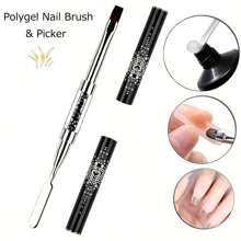 2Pcs Dual-Ended Nail Art Design Brushes With Rhinestone Handle - UV Gel Nail Art Tools Set