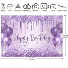 Decoração de Aniversário com Bottom Iluminado de Balões Roxos Chamativo com Texto "Feliz Aniversário", Adequado para Festa, Aniversário, Decoração Temática e Decoração Interna/Externa, Disponível em Vários Tamanhos - Multicolorido - Visão 5