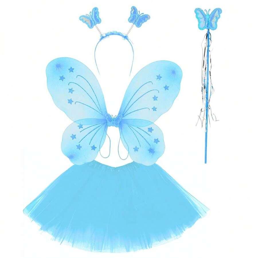 Fantasia Asa Borboleta Fada Com Led Completa Infantil - Festa Carnaval.