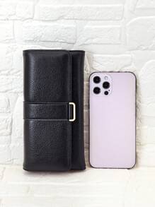 MINGYOU 新款女士多功能大容量钱包，时尚经典搭扣翻盖简约多卡位手机钱包，女士礼物，钱包，手提包，长款钱包 - 黑色 - 查看 5