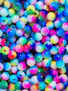 200 Pearl Beads 8mm Mix Colors Seed Beads Crafts Jewelry - Multicolor Tie Dye - View 2