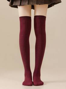 1 par de calcetines de media pantorrilla de unicolor a rayas, clásicos, adecuados para fiestas, fiestas, citas, cosplay de anime japonés lindo