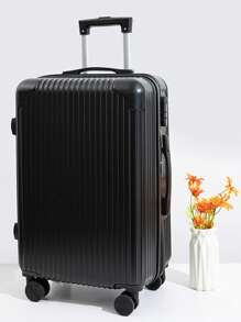 清新简约，大容量，简约条纹行李箱，密码锁杆，静音轮行李箱，男女通用行李包，适合学校，学校配件，学校用品 - 黑色 - 查看 1