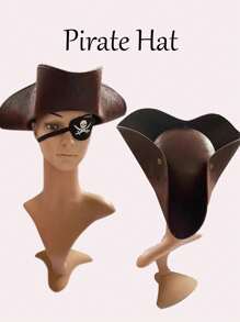 1pc Unisex Pirate Hat Leather Sailor Tricorne Hat, Caribbean Pirate Captain Hat For Party, Stage Performance, Costume, Cosplay