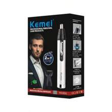 Kemei KM-6652 2-In-1 Electric Nose & Ear Hair Trimmer For Men - Rechargeable Personal Grooming Tool, Precision Shaver For Nose And Ear Hair