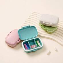 Portable Mini 3-Compartment Pill Organizer - Square Small Medicine Box, Travel Essential, Compact And Practical, Perfect For Storing Pills/Vitamins/Supplements/Capsules
