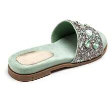 Pantuflas casuales con correas decorativas, diseño ergonómico de plantilla - Verde - Ver 5