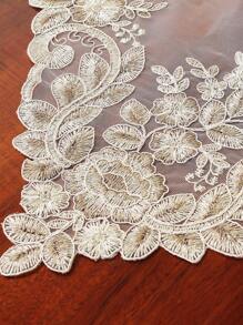 1pc 100% Polyester Mesh Fabric Table Runner, Delicate 3D Embroidery, Lace Trim, Luxurious Vintage Style, Can Be Used As Kitchen/Dining Table Runner, Placemat, Tablecloth, Picnic Mat, Gift, Home/Party/Wedding/Outdoor Decor, Available In Multiple Sizes - Multicolor - View 7