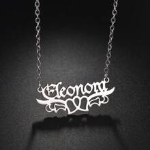 1pc Customized Name Necklace, Fashionable Stainless Steel Customizable In Various Styles, Laser Cut Pendant/Minimalist Design/Women & Men Summer Accessory/Birthday Party/Valentine's Day Gift - Silver - View 17