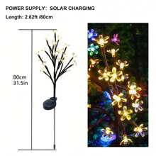 1pc Solar Double-Layer Lotus Cherry Blossom Branch Light, Solar LED Ground Plug-In Solar Lawn Light, Outdoor Waterproof Courtyard Light, Suitable For Outdoor Fences, Courtyards, Terraces, And Tree Decoration Scene Atmosphere Layout, Outdoor Garden Lighting For Pathway, Yard, Patio
