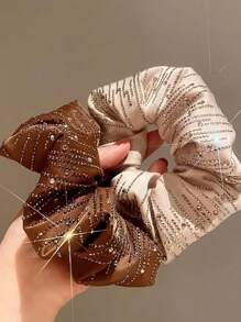 1 Stück Damen eleganter, mehrfarbiger Haargummi mit Strass-Verzierungen, geeignet für den täglichen Gebrauch