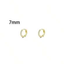 2pcs/Set 6mm/8mm/10mm/12mm/14mm/16mm Round Zirconia Stainless Steel Small Hoop Earrings For Women Men Stud Earrings Jewelry Pendant Men Gold - Gold - View 17