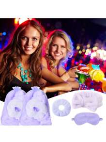 20 Peças Conjunto de Festa do Travesseiro, Festa do Sono, Dia da Mãe, Tiara, Máscara de Olho, Scrunchie de Cabelo, Conjunto de Organza, Conjunto de Maquiagem, Adequado para Presente de Natal