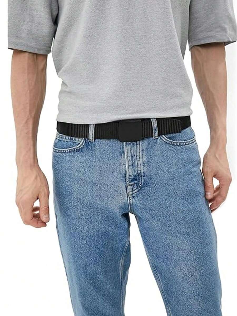 1 chiếc thắt lưng quân sự bằng nylon dành cho nam, thắt lưng lưới ngoài trời bằng vải bạt dệt, khóa nhựa làm quà tặng cho nam