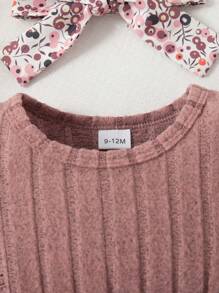 Summer Baby Girl Cute Pink Ditsy Floral Cap Sleeve Romper & Bow Socks & Headband Set