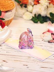 1 Pop-Up Greeting Card, Cute Cat Window Flowers, Fantasy Purple Window, Suitable For Valentine's Day, Mother's Day, Birthday, Anniversary. Surprise Gift For Friends, Gift For Lovers, Gift For Girlfriend, Gift For Mother, Birthday Card