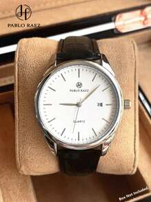 Pablo Raez 1 Stück Herren Uhr berühmte Marke neue Sommer Accessoires Luxus Armbanduhr IPS Silber Mesh Edelstahl Armband Kette 50M wasserdicht Einfacher Kalender Uhr Herren Stahl Lässig Mode Quarz Uhr Mikrofaser Leder weich & atmungsaktiv Einfache Zeiger Römische Ziffern & Strichskala Schwarz Hochwertiges Geschäfts Armbanduhr für den täglichen Gebrauch Lehrer Geschenke Stunden für Vater oder männlichen Freund Geburtstag Abschluss Hochzeit Geschenke - Einheitsgröße - Übersicht 13