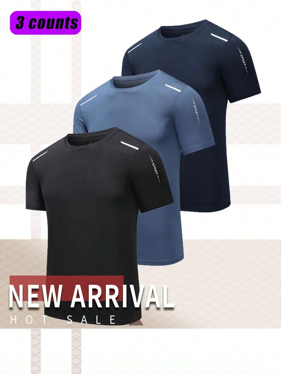 [Verano] Conjunto informal de 3 piezas para hombres para actividades al aire libre: Camiseta de manga corta