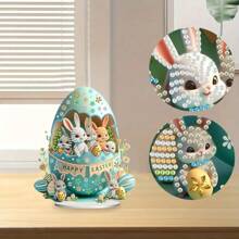 10 件 DIY 钻石画钥匙扣、双面亚克力水晶钥匙圈、复活节兔子装饰、家居窗户花园吊坠装饰、派对用品、背包配件、手工饰品 - 彩色 - 查看 2