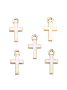30 peças Minimalista Forma Cruz DIY Gota de Óleo Liga de Zinco Jóias Pingente Colar Roupas Chaveiro Charme, 8*15.5mm W397