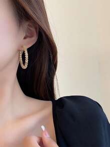 1 Pair Fashionable 925 Sterling Silver Gold Crumbs Luxury Feeling Earrings, Suitable For Daily Matching