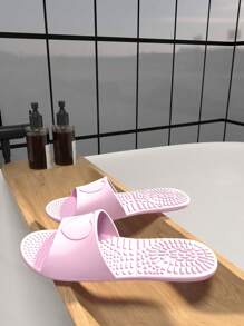 Foldable Male Slippers Portable Hotel Travel Slipper Bathroom Non-Slip Slides Home Indoor Flat Shoes For Men Women Airplane Portable Indoor Silent Soft Sole Slippers Men's Home Slippers - Pink - View 2