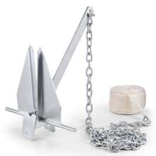 Fluke Style Anchor Kit, 8.5 LBS Or 13 LBS Hot-Dipped Galvanized Steel Fluke Anchor With 7.9' Chain, 75' Rope And Two 0.4" Shackles, Marine Boat Anchor For Small Vessels Under 18" Or 30", Seas, Rivers And Shores - 13 LBS-101" Rope - 查看 8