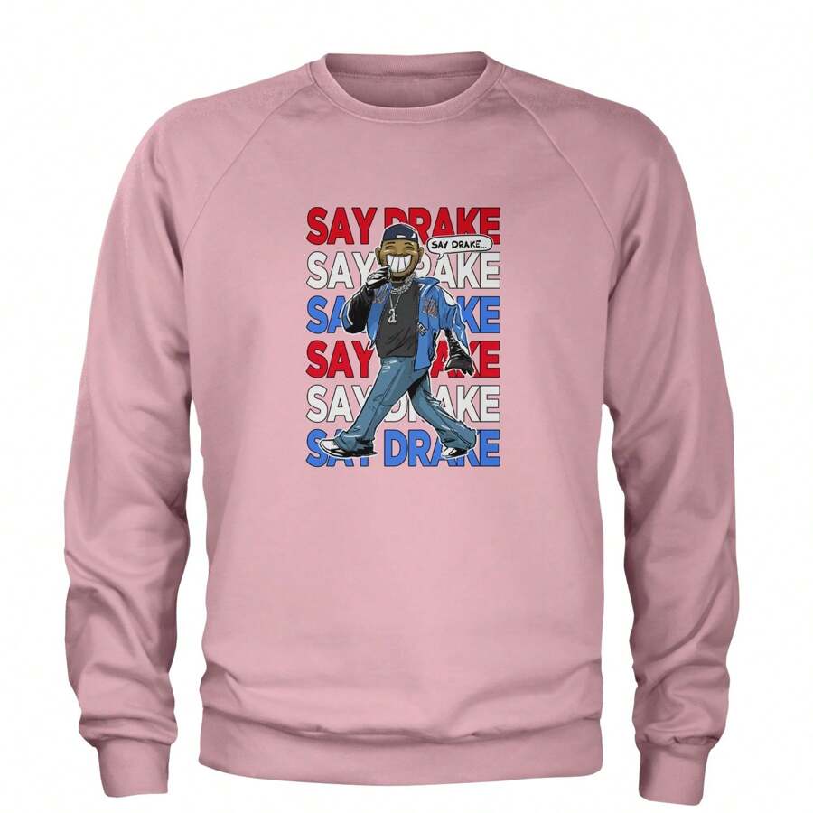 Say Drake Smiling Meme Mustard Adult Crewneck Sweatshirt - Light pink - View 1