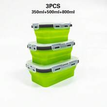 1 pieza Fiambrera plegable de silicona, recipiente de almacenamiento de alimentos con tapa sellada, conjunto de recipiente plegable con ventilación para mantener los alimentos frescos, a prueba de microondas, recipiente de almacenamiento de alimentos, utensilio de cocina