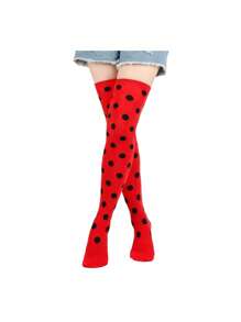 Bộ 5 món trang phục hóa trang bọ rùa cho nữ bao gồm găng tay sọc, quần giữ ấm chân chấm bi, váy, băng đô râu và phụ kiện cánh cho lễ Halloween - Nhiều màu - Xem 3