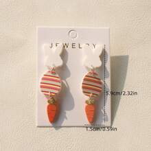 1 Pair Cute Easter Bunny & Egg Acrylic Long Pendant Earrings, Women Easter Party Accessories - White - View 5